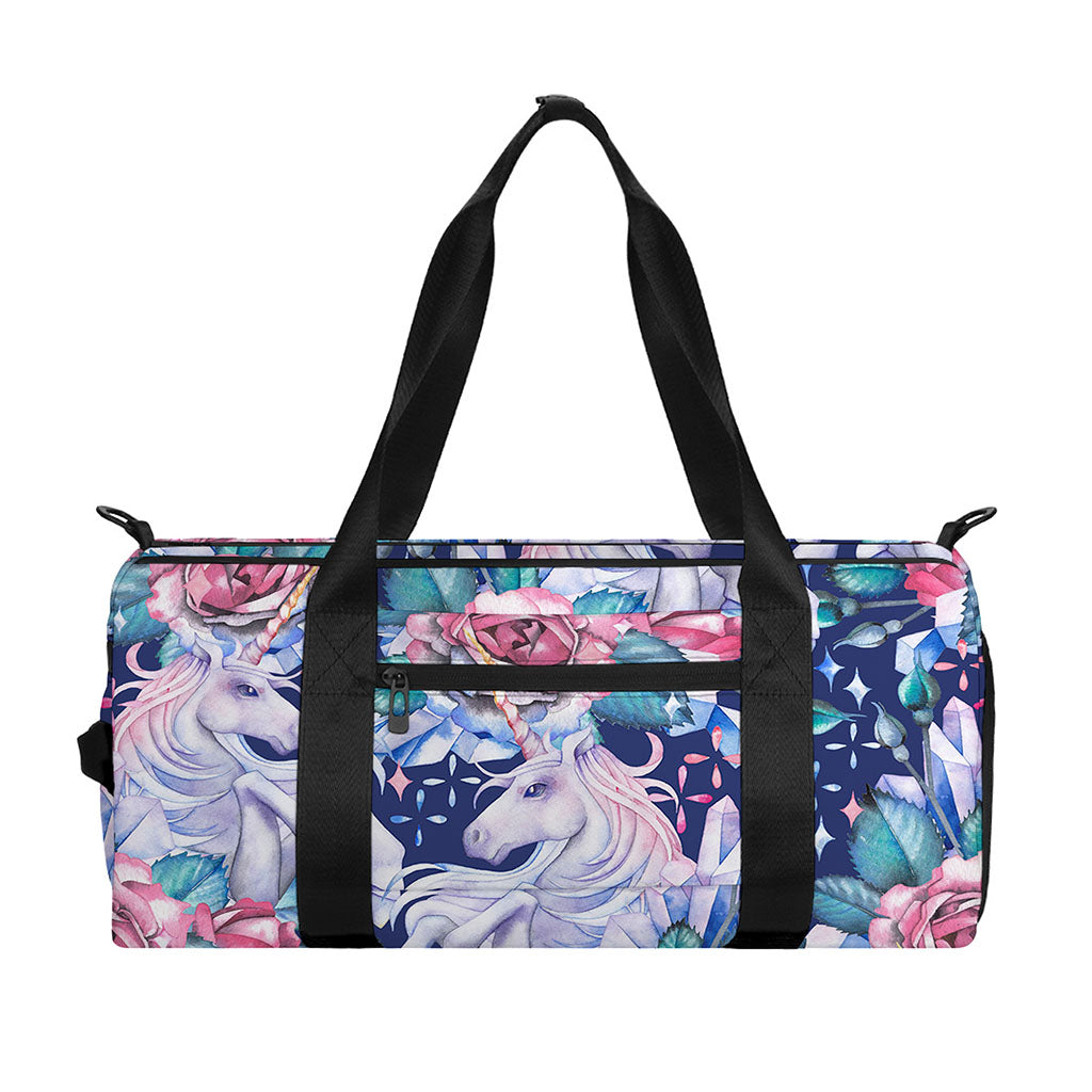 Blue Fairy Rose Unicorn Pattern Print Gym Bag