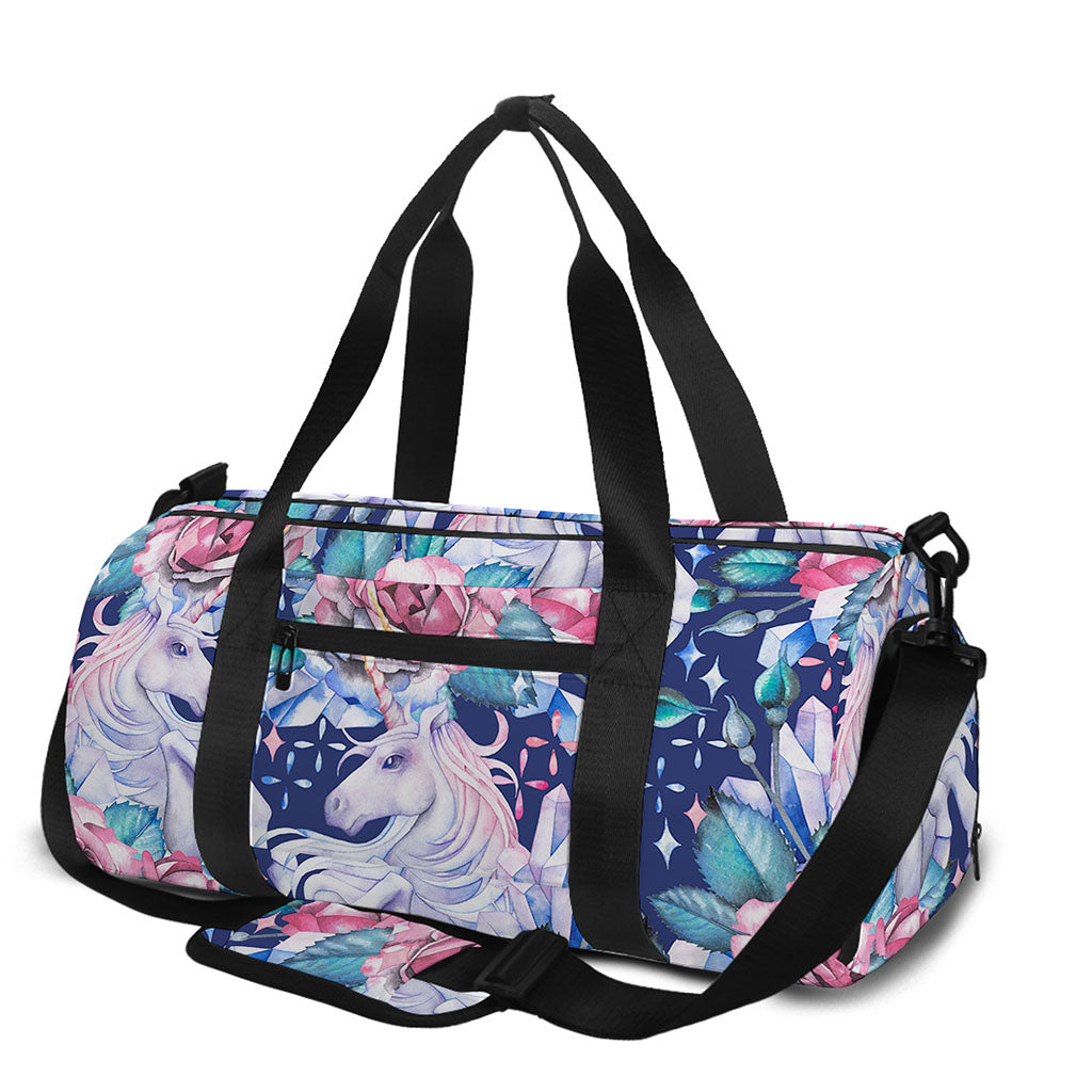 Blue Fairy Rose Unicorn Pattern Print Gym Bag