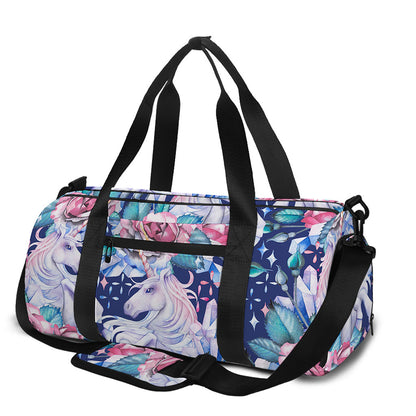Blue Fairy Rose Unicorn Pattern Print Gym Bag