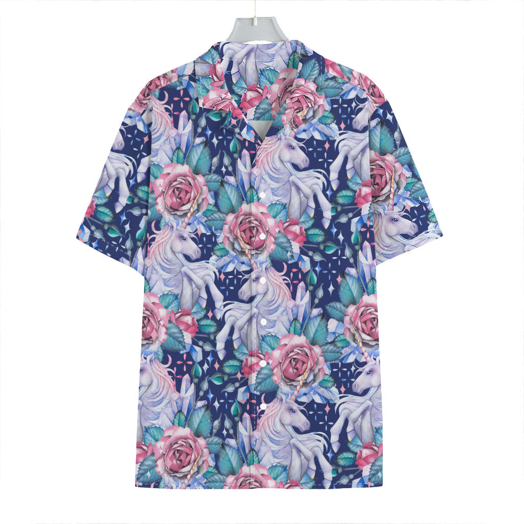 Blue Fairy Rose Unicorn Pattern Print Hawaiian Shirt