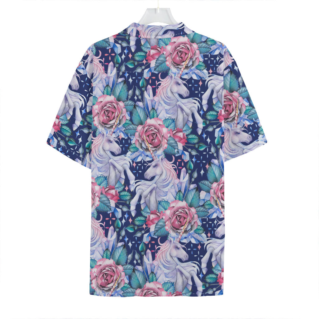 Blue Fairy Rose Unicorn Pattern Print Hawaiian Shirt