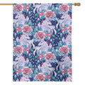 Blue Fairy Rose Unicorn Pattern Print House Flag