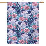 Blue Fairy Rose Unicorn Pattern Print House Flag