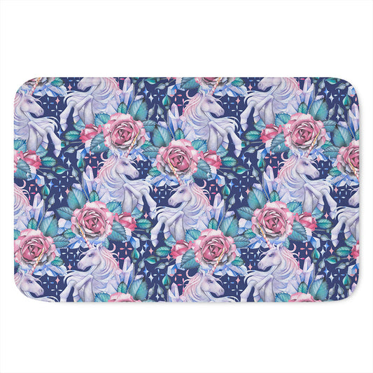 Blue Fairy Rose Unicorn Pattern Print Indoor Door Mat