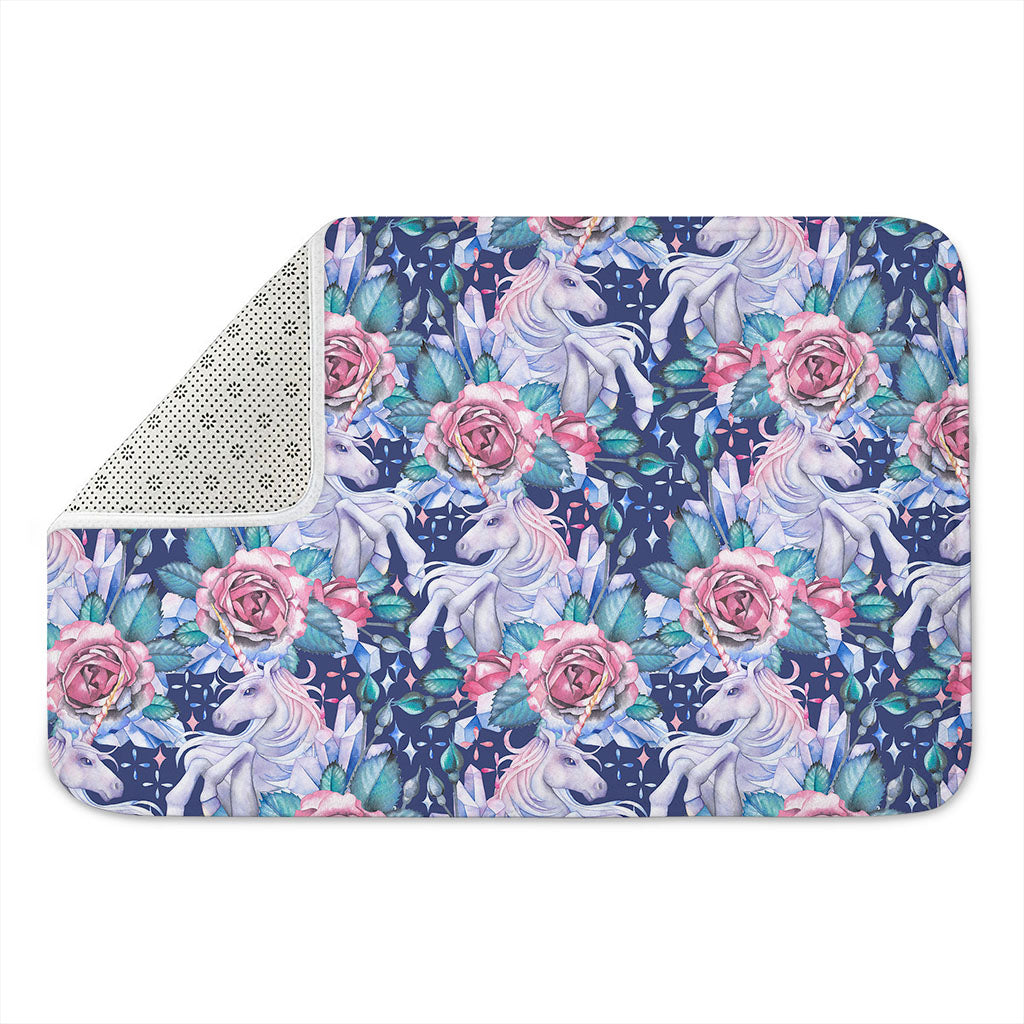 Blue Fairy Rose Unicorn Pattern Print Indoor Door Mat