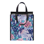 Blue Fairy Rose Unicorn Pattern Print Insulated Lunch Tote