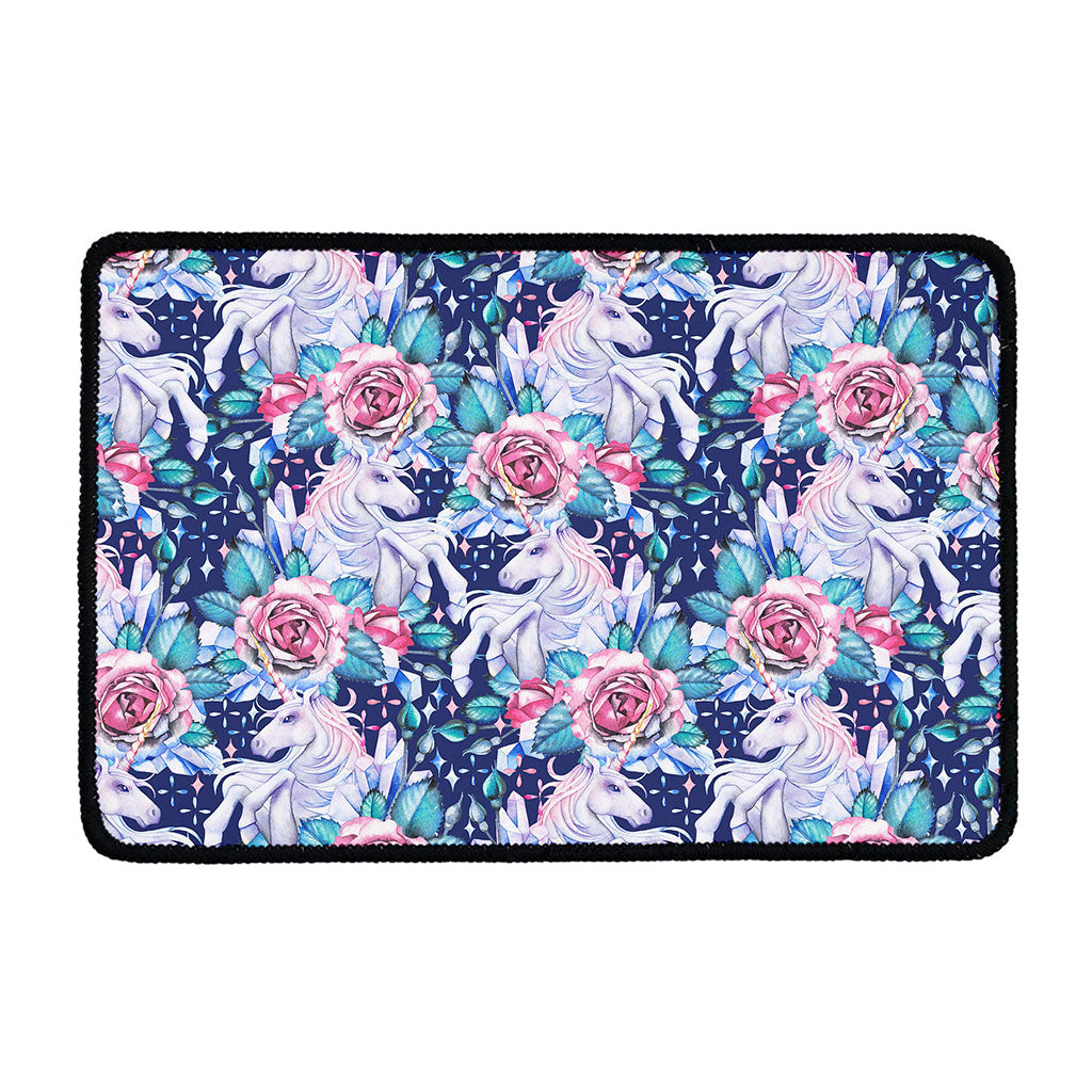 Blue Fairy Rose Unicorn Pattern Print Kitchen Mat