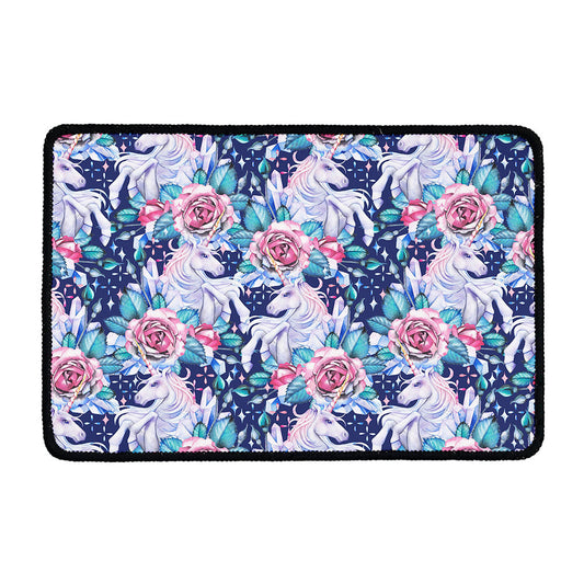 Blue Fairy Rose Unicorn Pattern Print Kitchen Mat