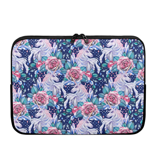 Blue Fairy Rose Unicorn Pattern Print Laptop Sleeve