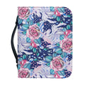 Blue Fairy Rose Unicorn Pattern Print Leather Bible Cover
