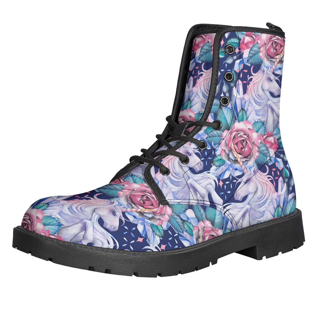 Blue Fairy Rose Unicorn Pattern Print Backpack
