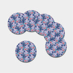 Blue Fairy Rose Unicorn Pattern Print Leather Coaster Set