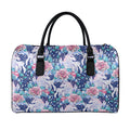 Blue Fairy Rose Unicorn Pattern Print Leather Duffel Bag