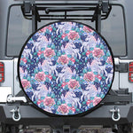 Blue Fairy Rose Unicorn Pattern Print Leather Spare Tire Cover
