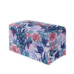 Blue Fairy Rose Unicorn Pattern Print Leather Tissue Box Cover