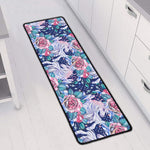 Blue Fairy Rose Unicorn Pattern Print Long Kitchen Mat