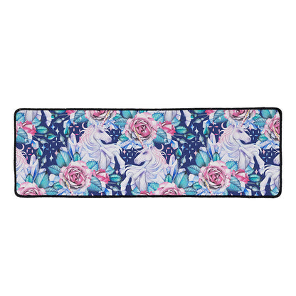 Blue Fairy Rose Unicorn Pattern Print Long Kitchen Mat