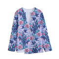 Blue Fairy Rose Unicorn Pattern Print Long Sleeve Short Coat