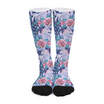 Blue Fairy Rose Unicorn Pattern Print Long Socks