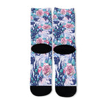 Blue Fairy Rose Unicorn Pattern Print Long Socks