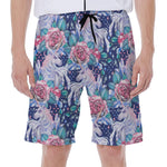 Blue Fairy Rose Unicorn Pattern Print Men's Beach Shorts