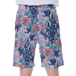 Blue Fairy Rose Unicorn Pattern Print Men's Beach Shorts