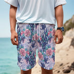 Blue Fairy Rose Unicorn Pattern Print Men's Cargo Shorts
