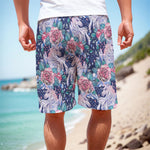 Blue Fairy Rose Unicorn Pattern Print Men's Cargo Shorts