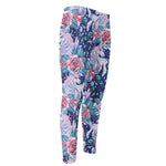 Blue Fairy Rose Unicorn Pattern Print Men's Compression Pants