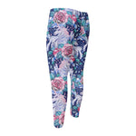 Blue Fairy Rose Unicorn Pattern Print Men's Compression Pants