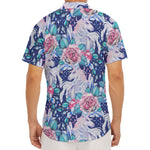 Blue Fairy Rose Unicorn Pattern Print Men's Deep V-Neck Shirt
