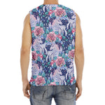 Blue Fairy Rose Unicorn Pattern Print Men's Fitness Tank Top