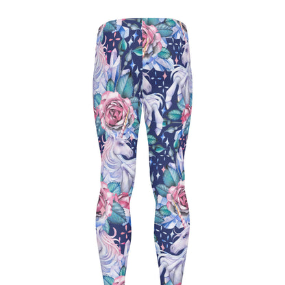 Blue Fairy Rose Unicorn Pattern Print Men's leggings