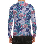 Blue Fairy Rose Unicorn Pattern Print Men's Long Sleeve Rash Guard