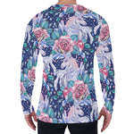 Blue Fairy Rose Unicorn Pattern Print Men's Long Sleeve T-Shirt