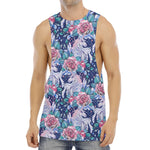 Blue Fairy Rose Unicorn Pattern Print Men's Muscle Tank Top