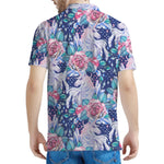 Blue Fairy Rose Unicorn Pattern Print Men's Polo Shirt
