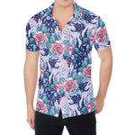Blue Fairy Rose Unicorn Pattern Print Men's Shirt