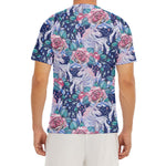 Blue Fairy Rose Unicorn Pattern Print Men's Short Sleeve Rash Guard
