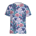 Blue Fairy Rose Unicorn Pattern Print Men's Sports T-Shirt