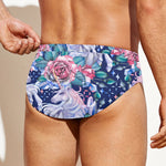 Blue Fairy Rose Unicorn Pattern Print Men's Swim Briefs