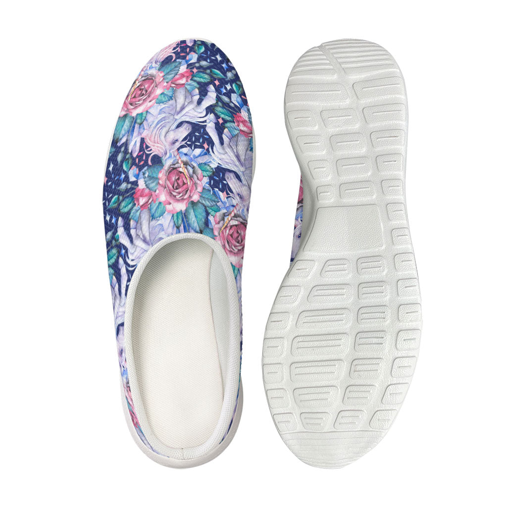 Blue Fairy Rose Unicorn Pattern Print Mesh Casual Shoes