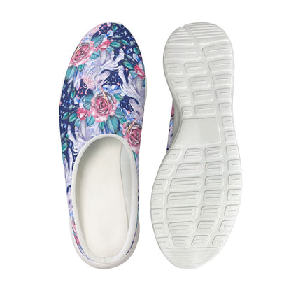 Blue Fairy Rose Unicorn Pattern Print Mesh Casual Shoes