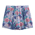 Blue Fairy Rose Unicorn Pattern Print Mesh Shorts