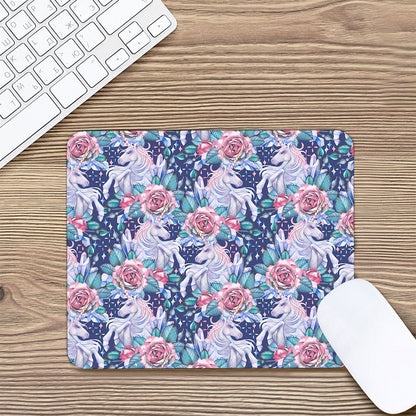 Blue Fairy Rose Unicorn Pattern Print Mouse Pad