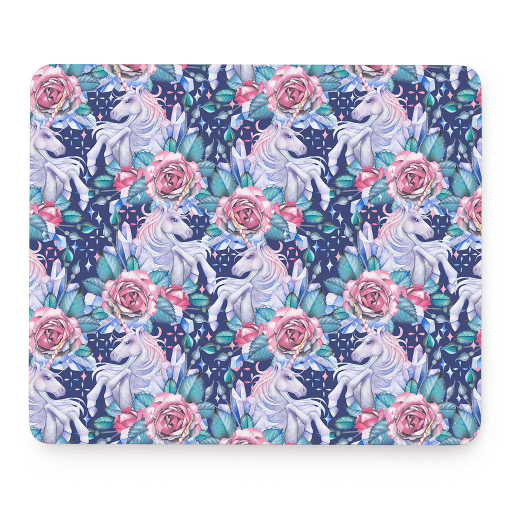 Blue Fairy Rose Unicorn Pattern Print Mouse Pad