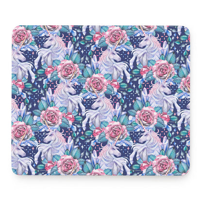 Blue Fairy Rose Unicorn Pattern Print Mouse Pad