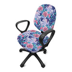Blue Fairy Rose Unicorn Pattern Print Office Chair Cover
