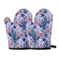 Blue Fairy Rose Unicorn Pattern Print Oven Mitts