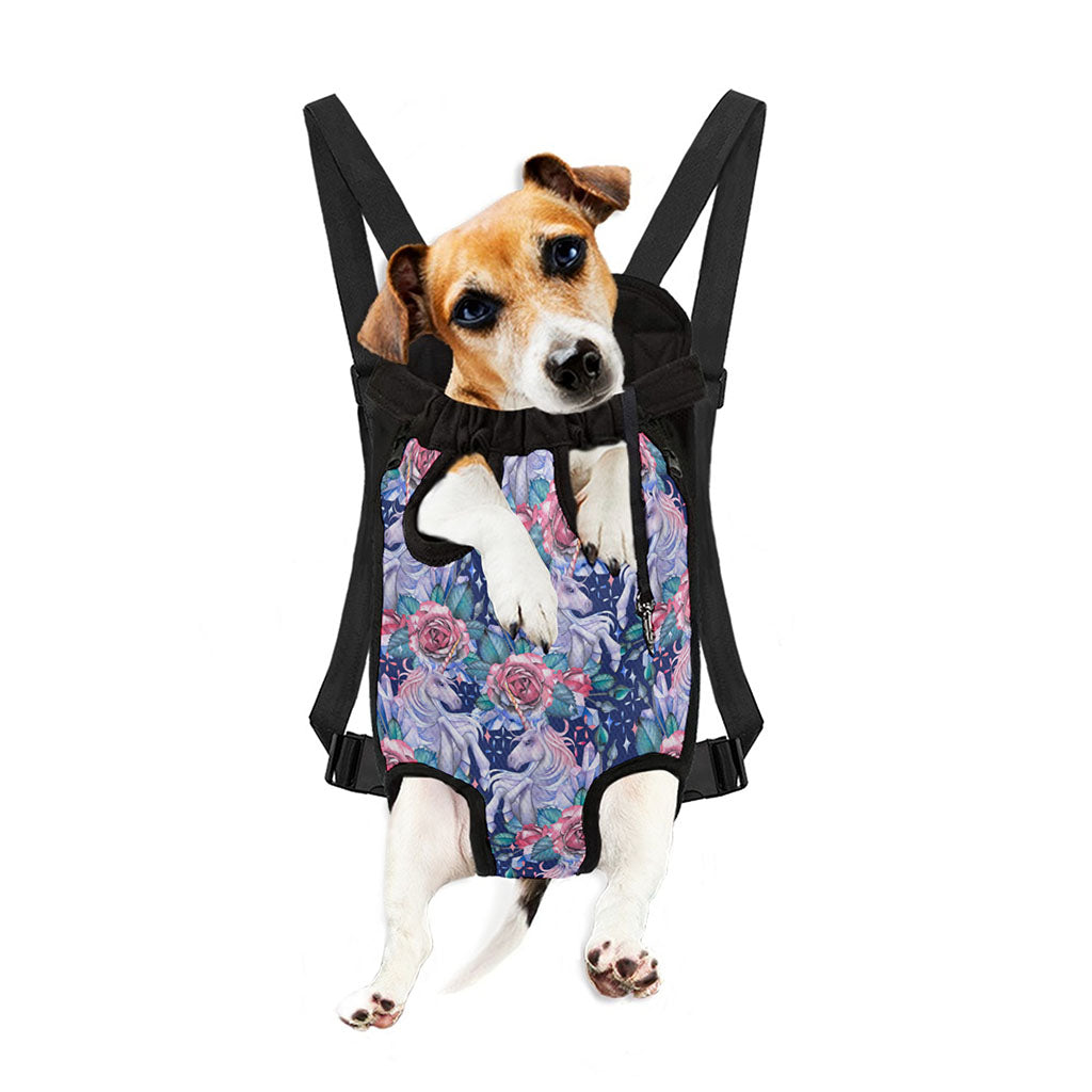 Blue Fairy Rose Unicorn Pattern Print Pet Carrier Backpack